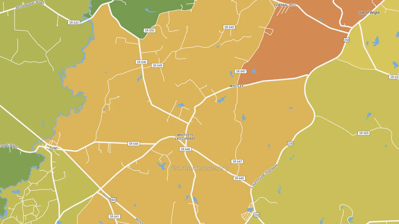 Whitley, VA Map of Vandalism Rates