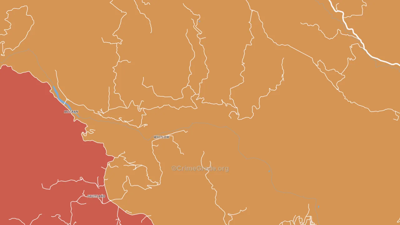 Whitlow, CA Map of Vandalism Rates
