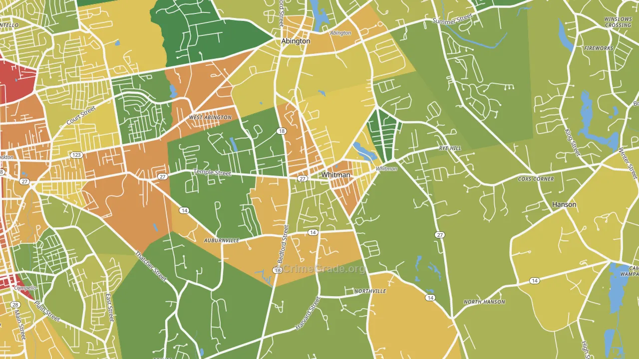 Whitman, MA Map of Vandalism Rates