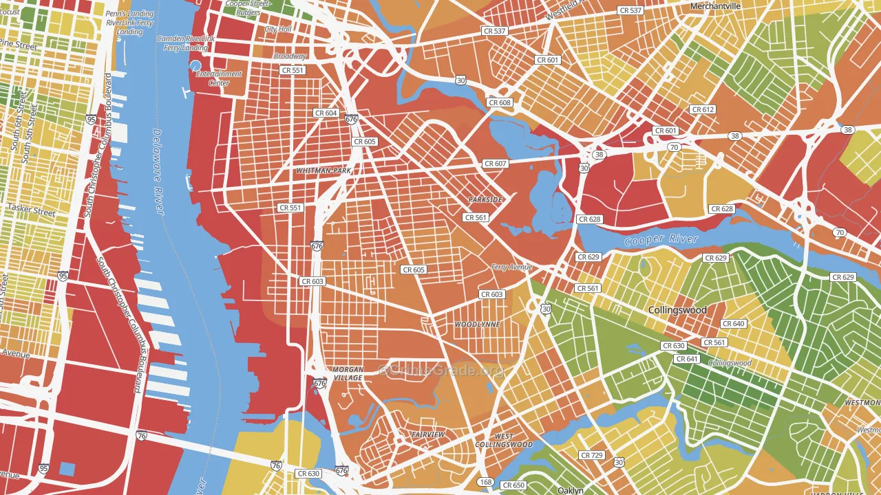 Whitman Park, Camden, NJ Map of Vandalism Rates