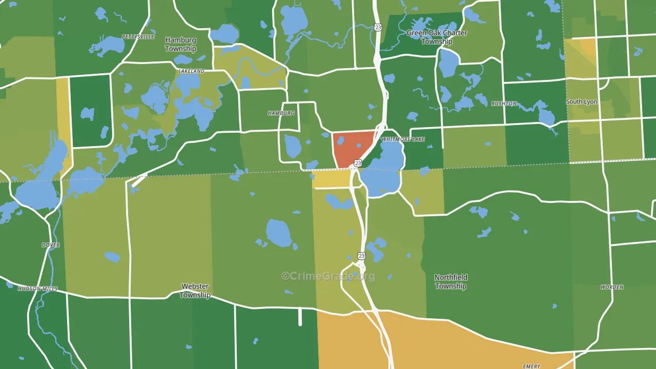 Whitmore Lake, MI Map of Vandalism Rates
