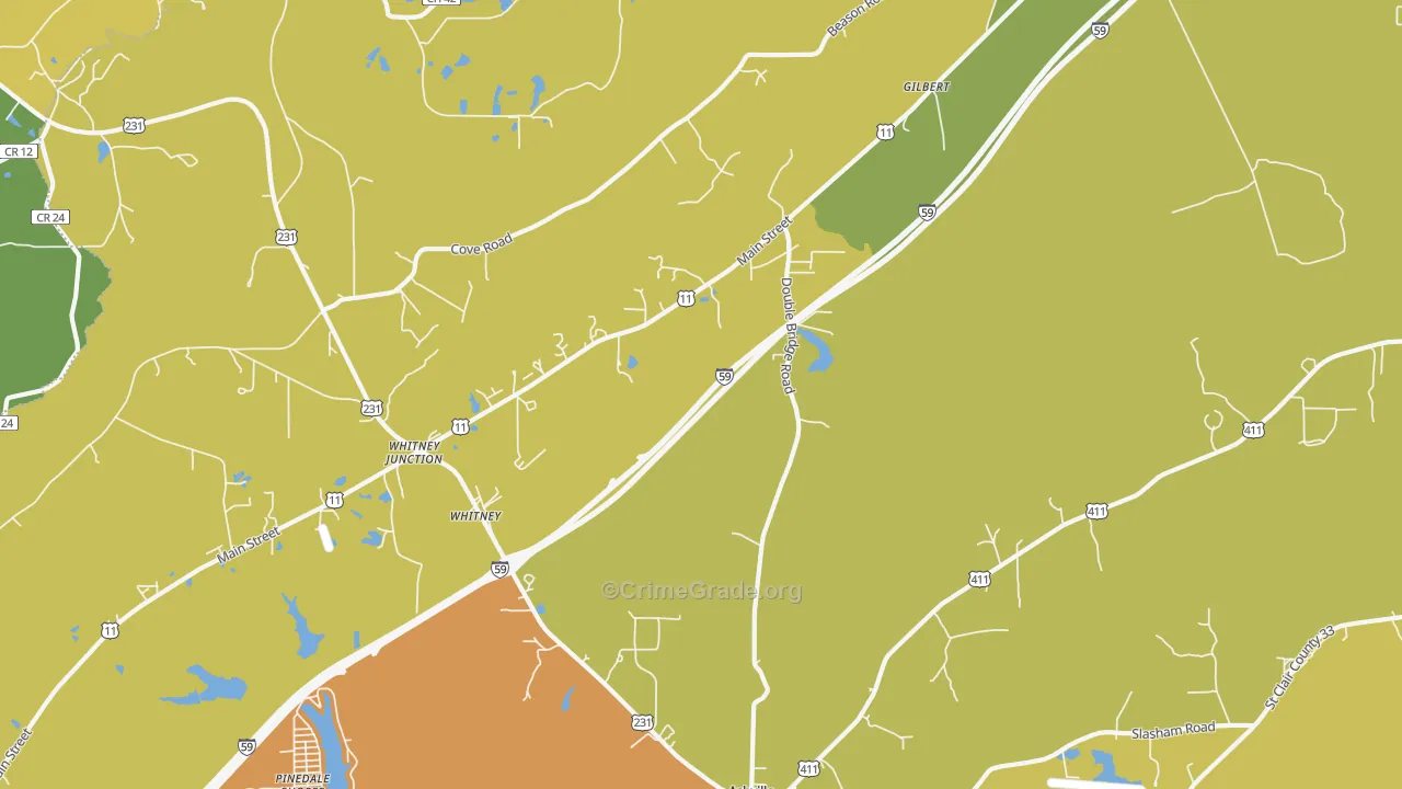 Whitney, AL Map of Vandalism Rates