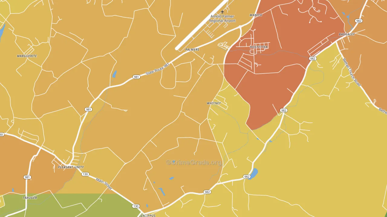 Whitney, PA Map of Vandalism Rates