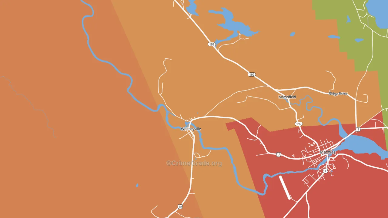 Whitneyville, ME Map of Vandalism Rates