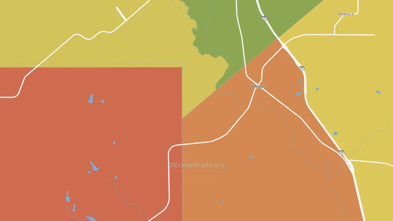 Whitsett, TX Map of Vandalism Rates