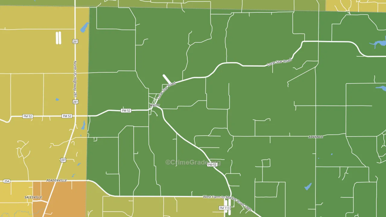 Whitt, TX Map of Vandalism Rates