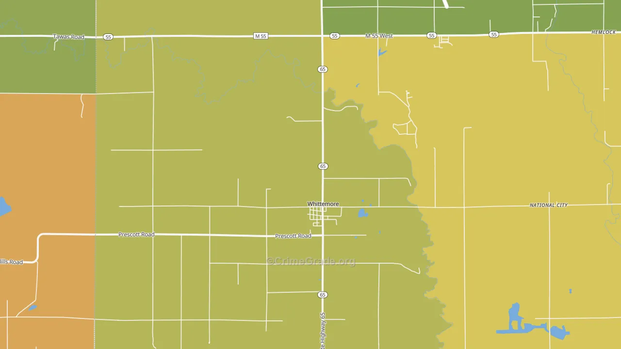 Whittemore, MI Map of Vandalism Rates