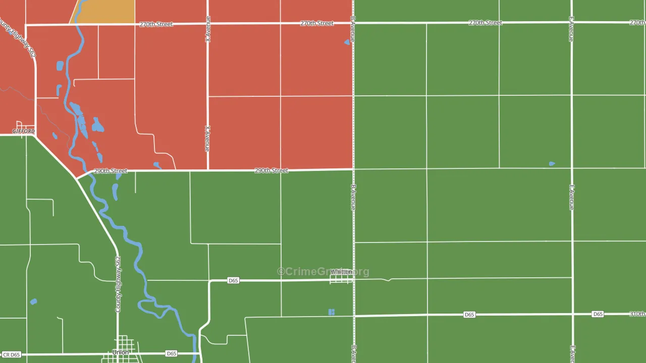 Whitten, IA Map of Vandalism Rates