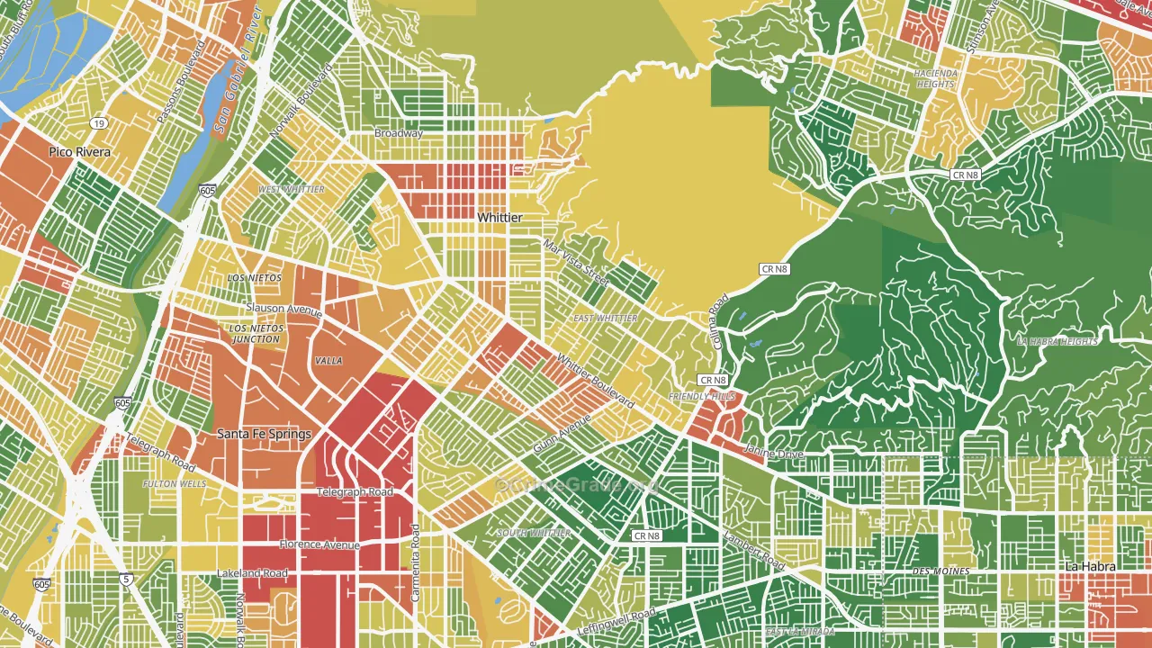 Whittier, CA Map of Vandalism Rates