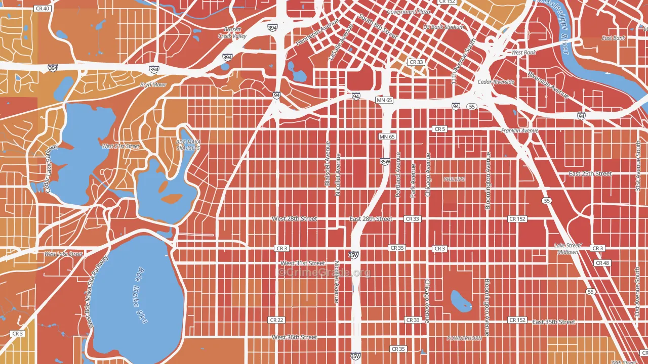 Whittier, Minneapolis, MN Map of Vandalism Rates