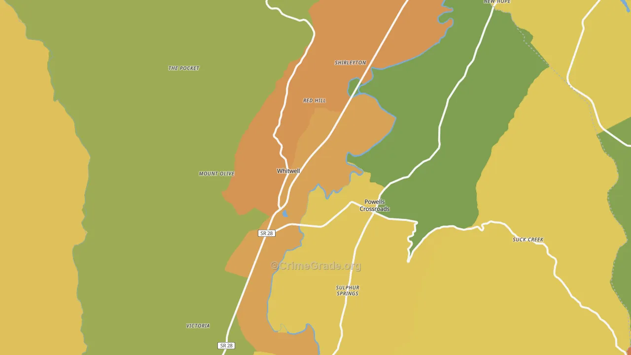 Whitwell, TN Map of Vandalism Rates