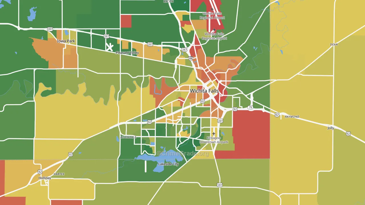 Wichita Falls, TX Map of Vandalism Rates