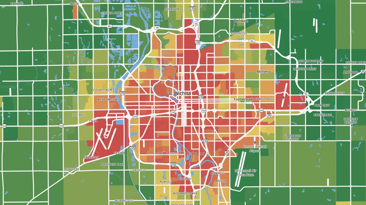Wichita, KS Map of Vandalism Rates