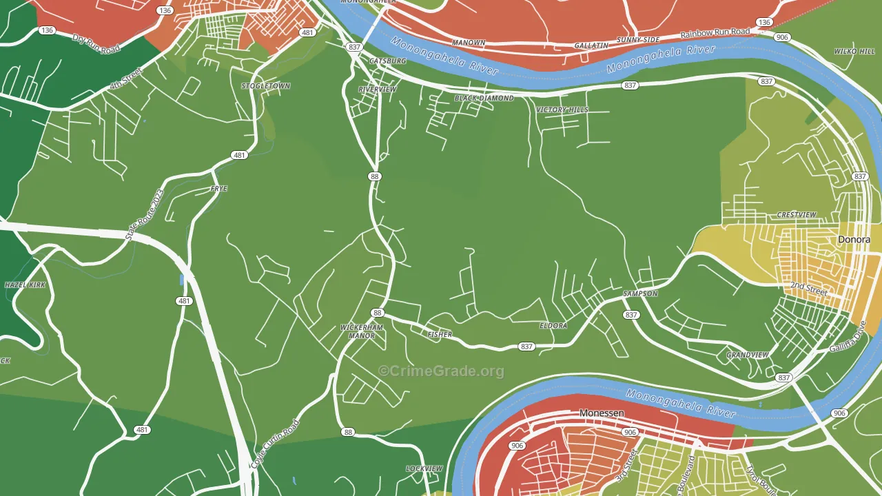 Wickerham Manor-Fisher, PA Map of Vandalism Rates