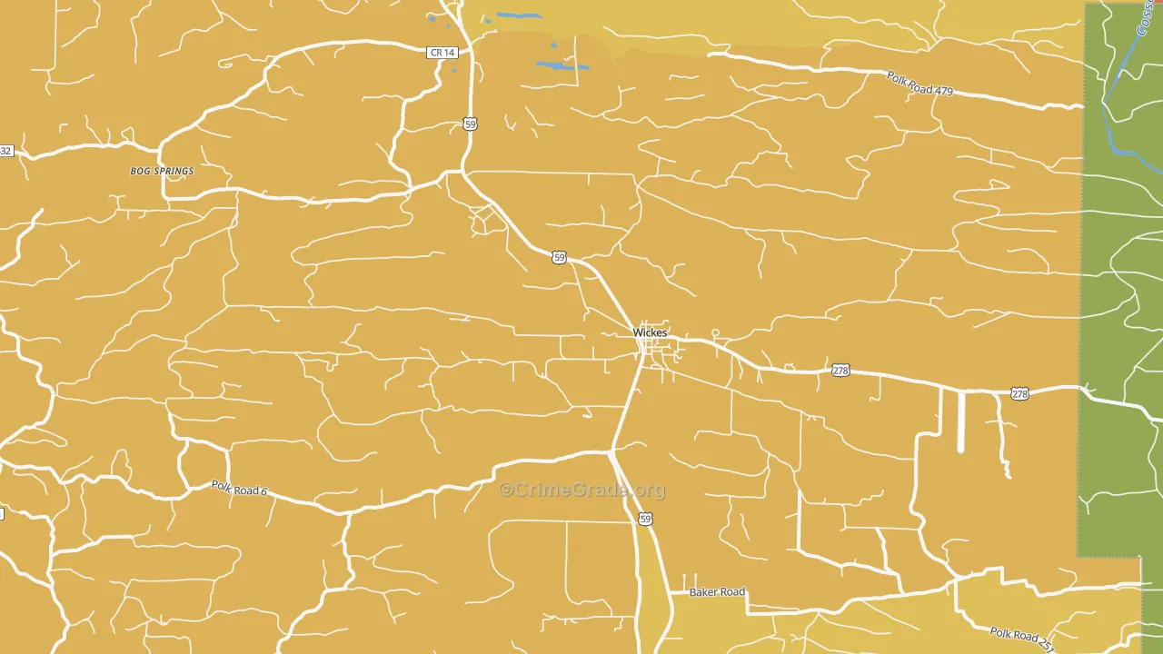 Wickes, AR Map of Vandalism Rates
