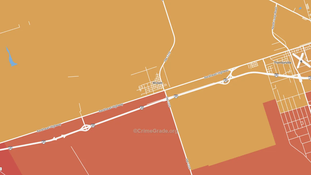 Wickett, TX Map of Vandalism Rates