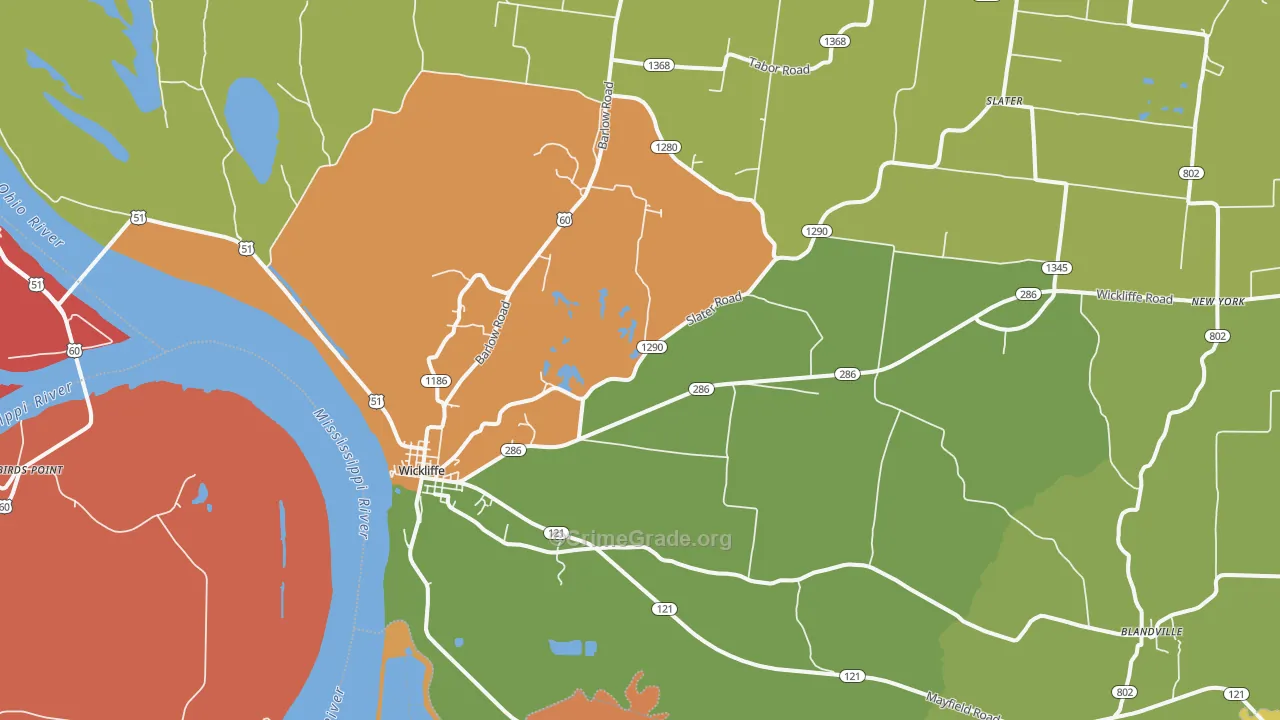 Wickliffe, KY Map of Vandalism Rates