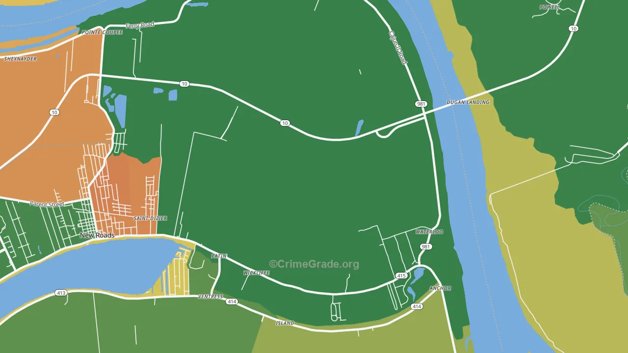 Wickliffe, LA Map of Vandalism Rates