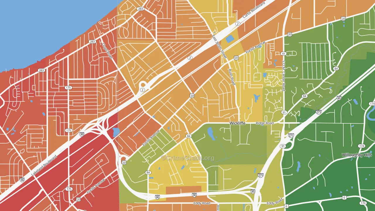 Wickliffe, OH Map of Vandalism Rates