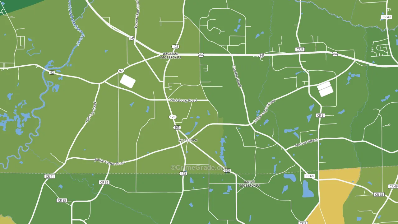 Wicksburg, AL Map of Vandalism Rates