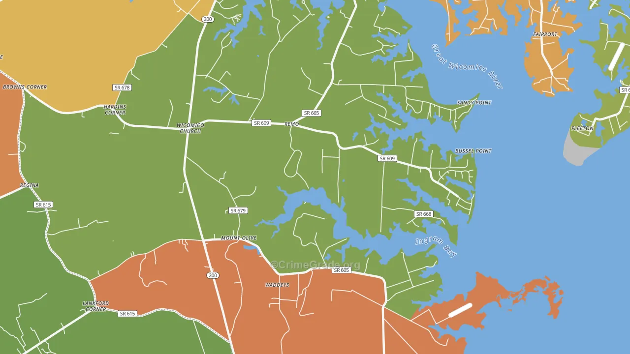 Wicomico Church, VA Map of Vandalism Rates