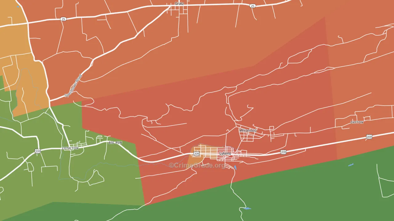 Wiconisco, PA Map of Vandalism Rates