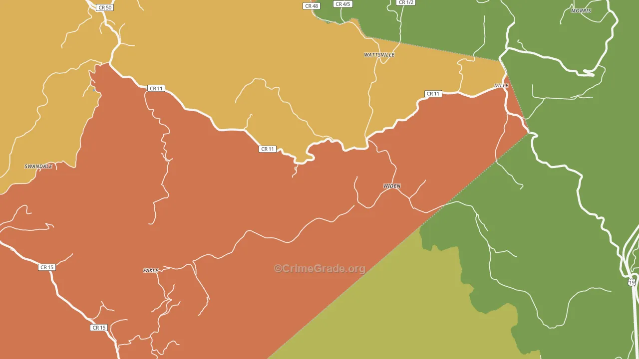 Widen, WV Map of Vandalism Rates