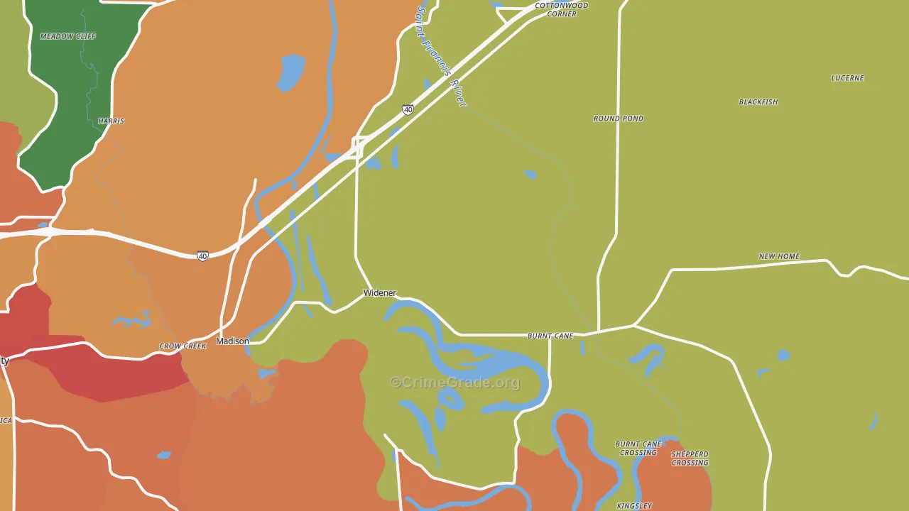 Widener, AR Map of Vandalism Rates