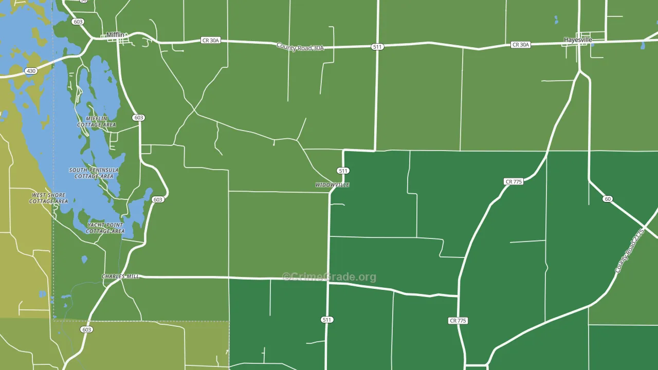 Widowville, OH Map of Vandalism Rates