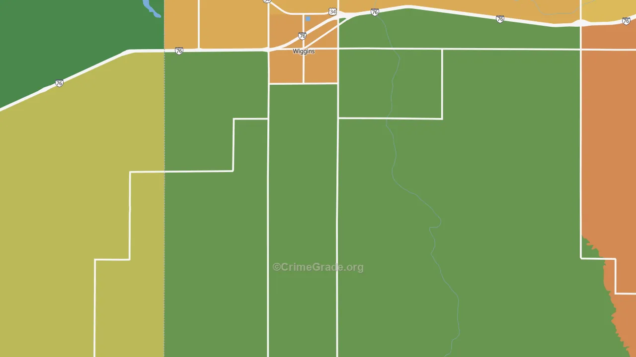 Wiggins, CO Map of Vandalism Rates