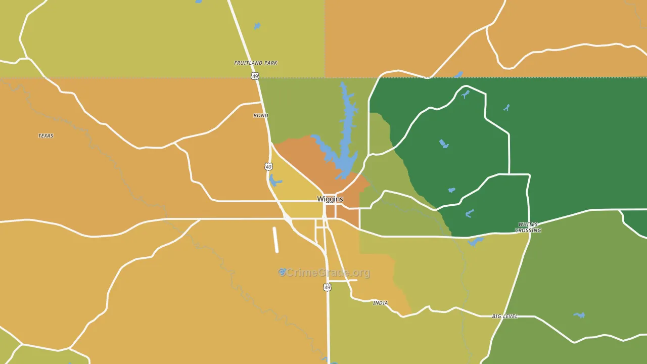 Wiggins, MS Map of Vandalism Rates
