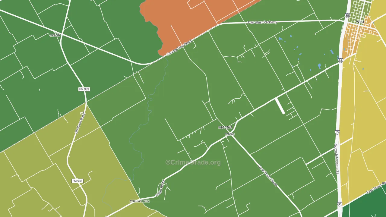 Wiggins, TX Map of Vandalism Rates