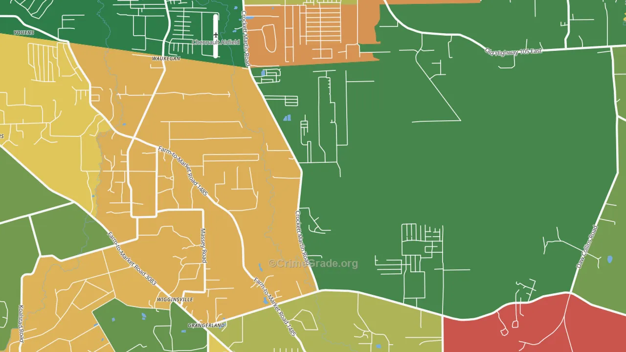 Wigginsville, TX Map of Vandalism Rates