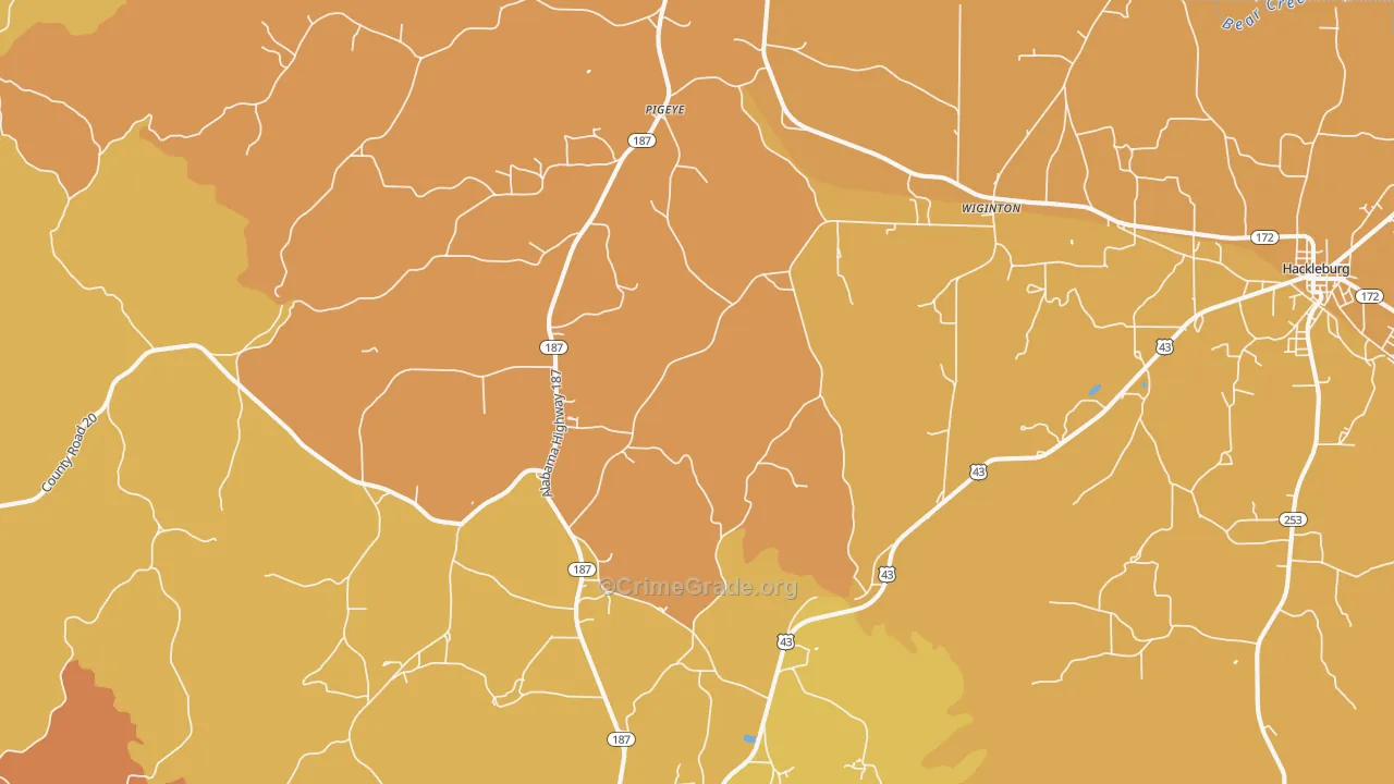 Wiginton, AL Map of Vandalism Rates