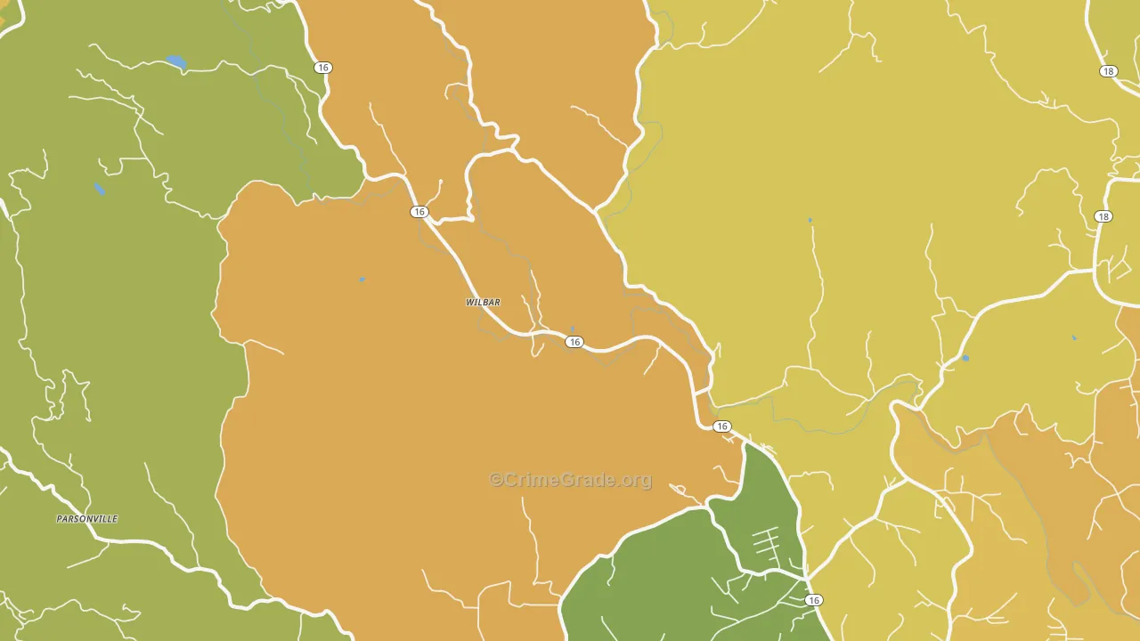 Wilbar, NC Map of Vandalism Rates