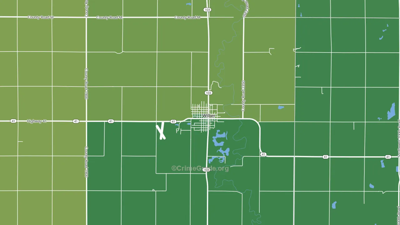 Wilber, NE Map of Vandalism Rates