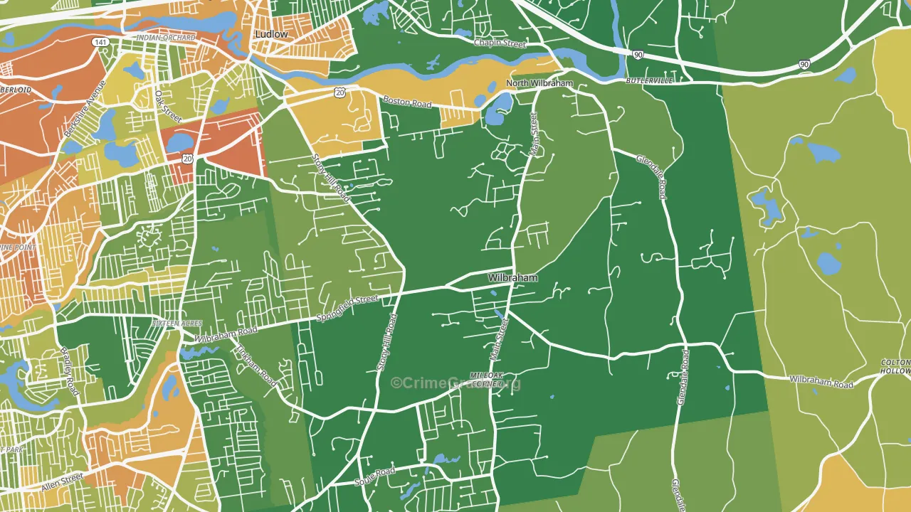 Wilbraham, MA Map of Vandalism Rates