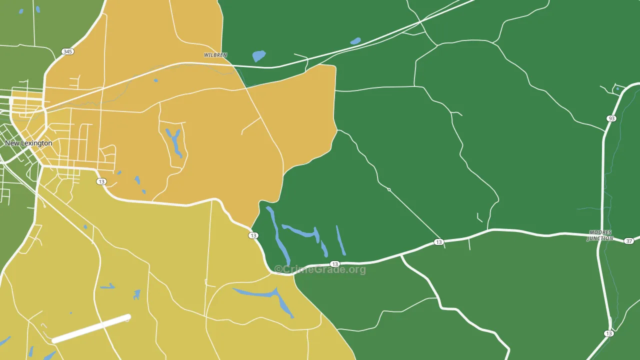 Wilbren, OH Map of Vandalism Rates
