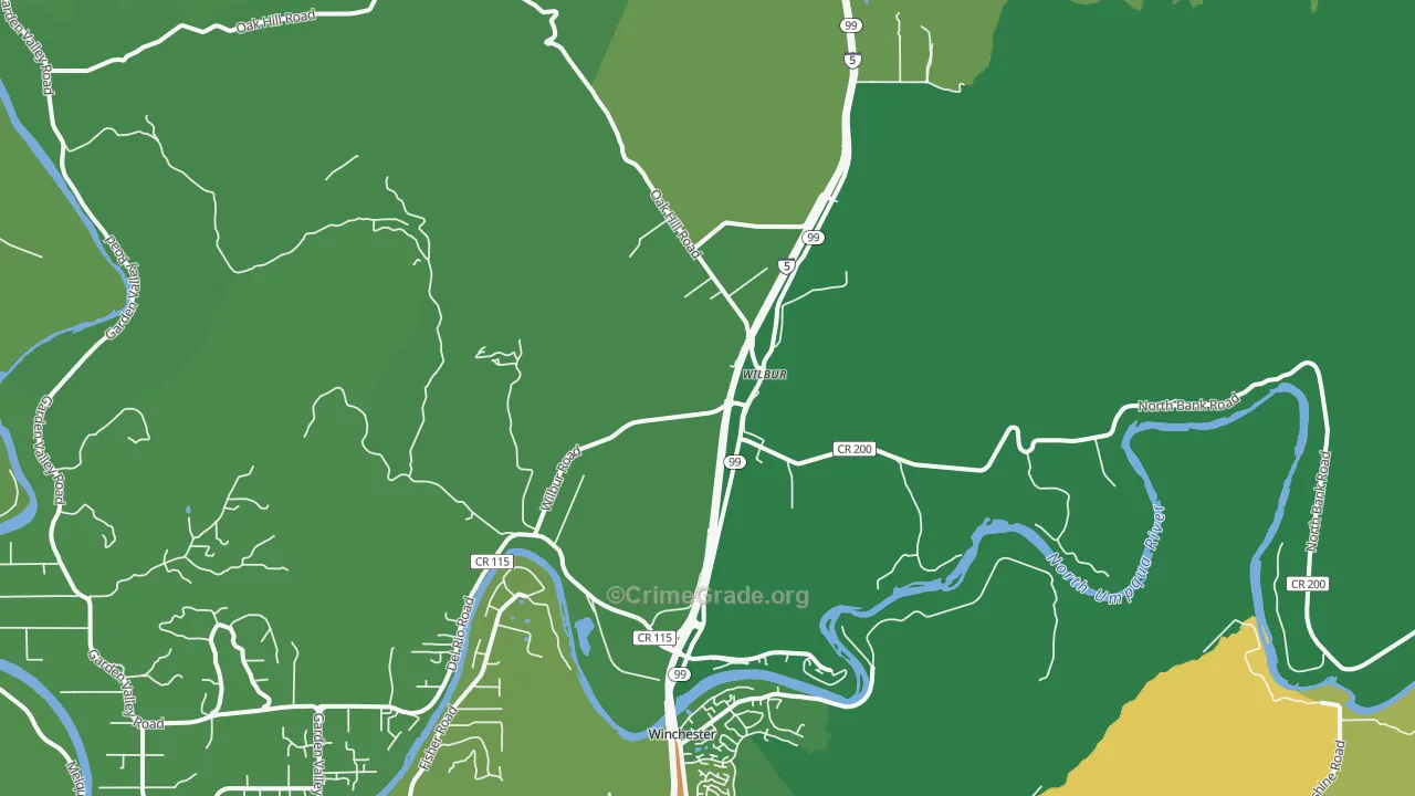 Wilbur, OR Map of Vandalism Rates
