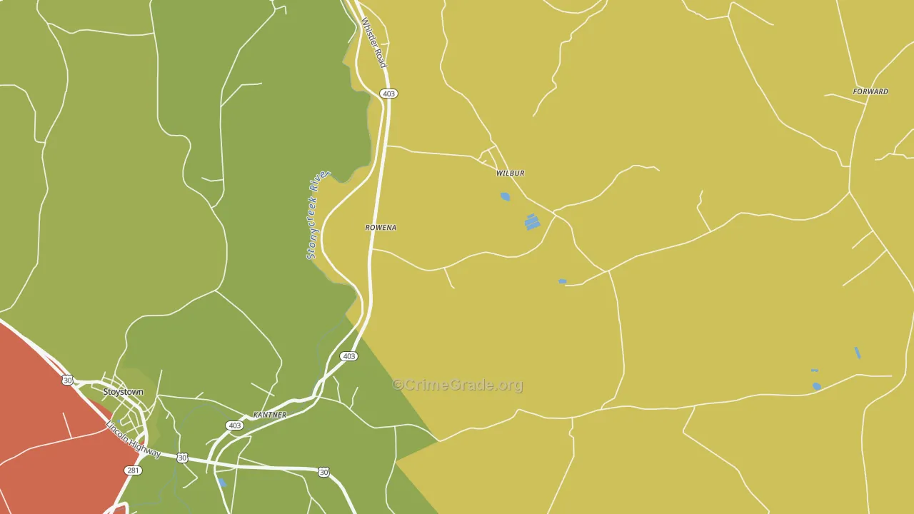Wilbur, PA Map of Vandalism Rates