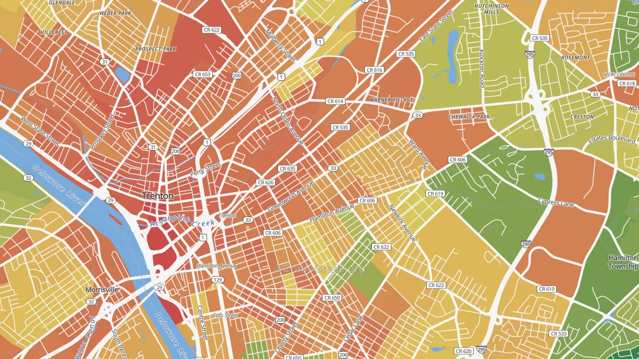 Wilbur, Trenton, NJ Map of Vandalism Rates