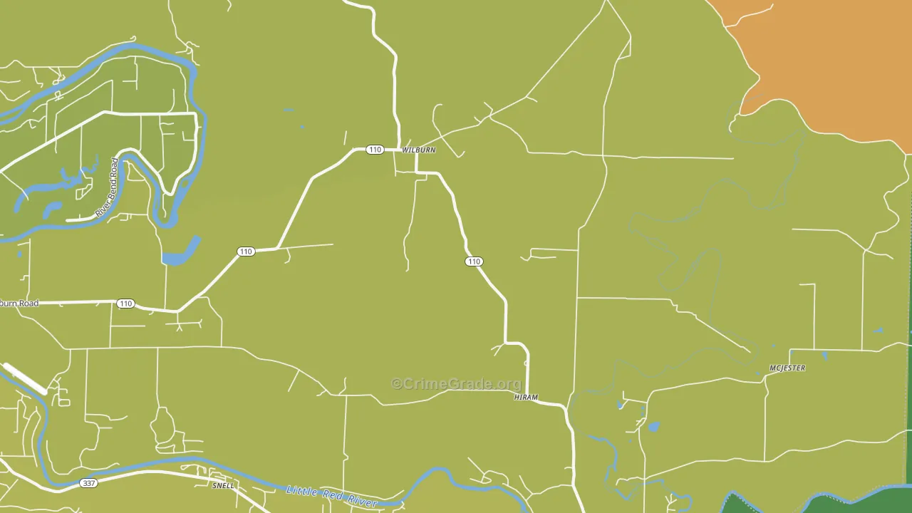 Wilburn, AR Map of Vandalism Rates