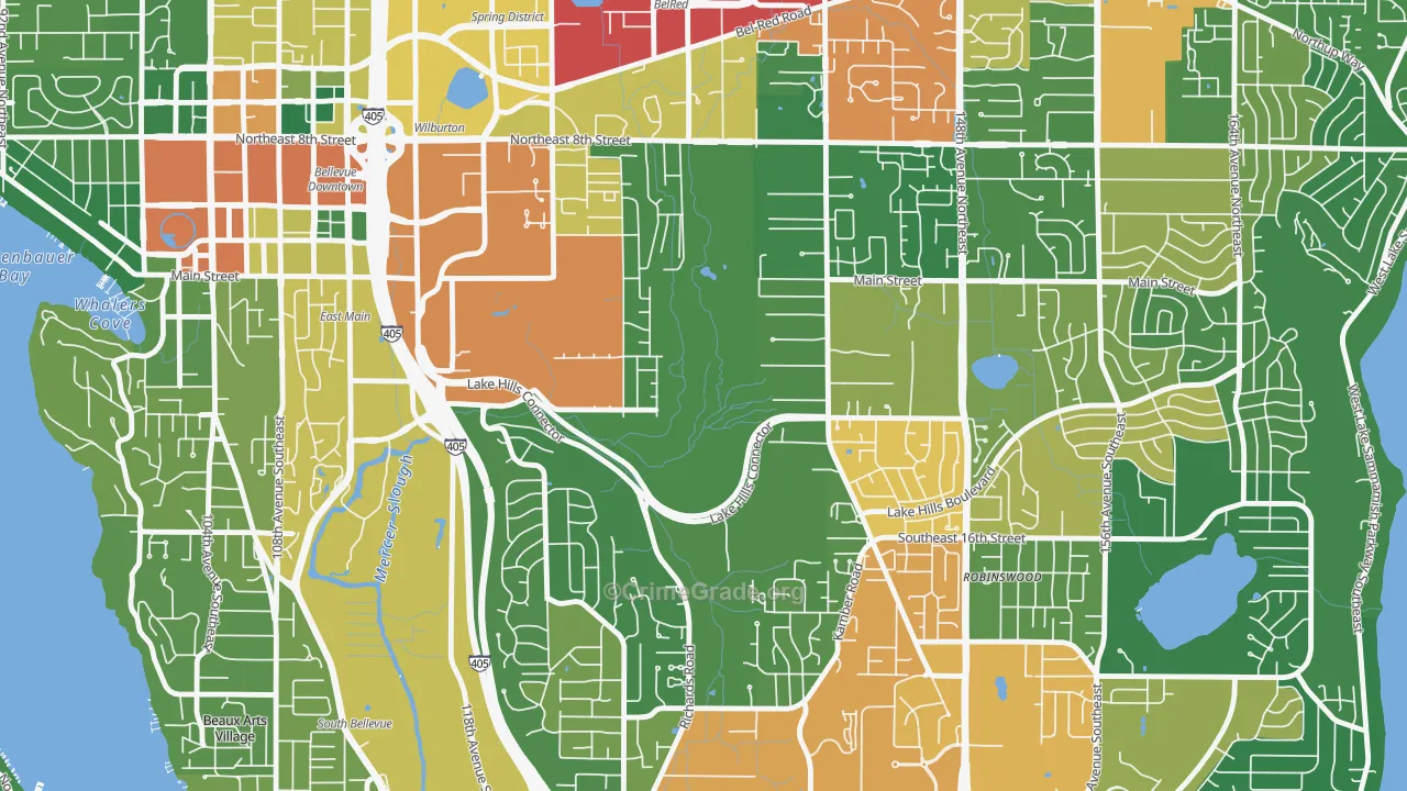 Wilburton, Bellevue, WA Map of Vandalism Rates