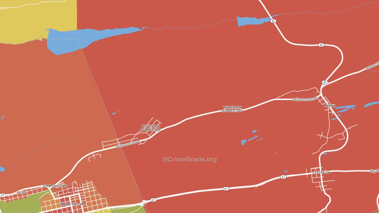 Wilburton Number Two, PA Map of Vandalism Rates