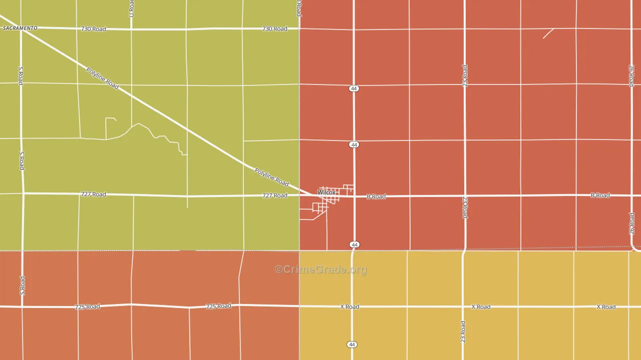 Wilcox, NE Map of Vandalism Rates