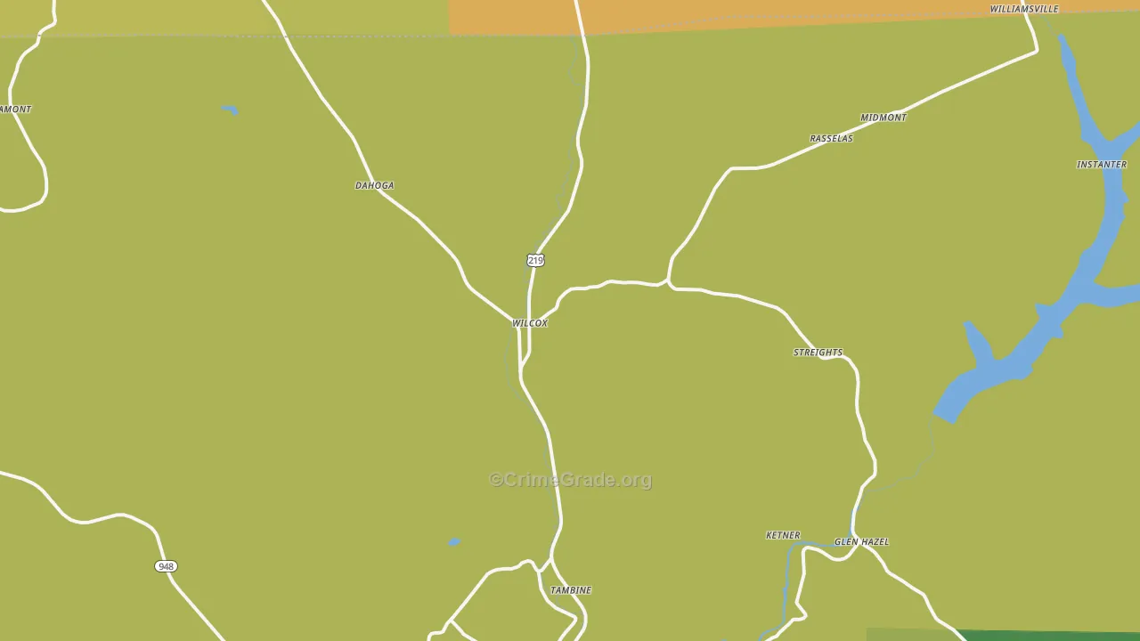 Wilcox, PA Map of Vandalism Rates
