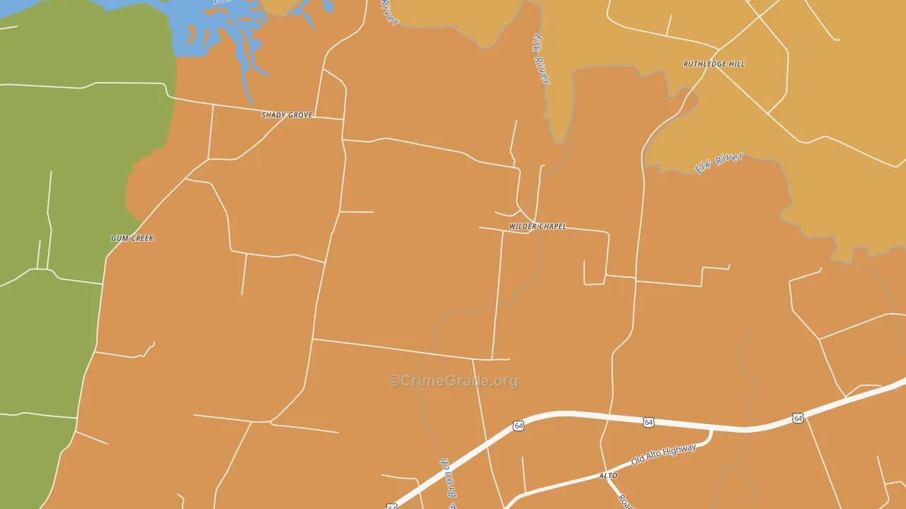 Wilder Chapel, TN Map of Vandalism Rates