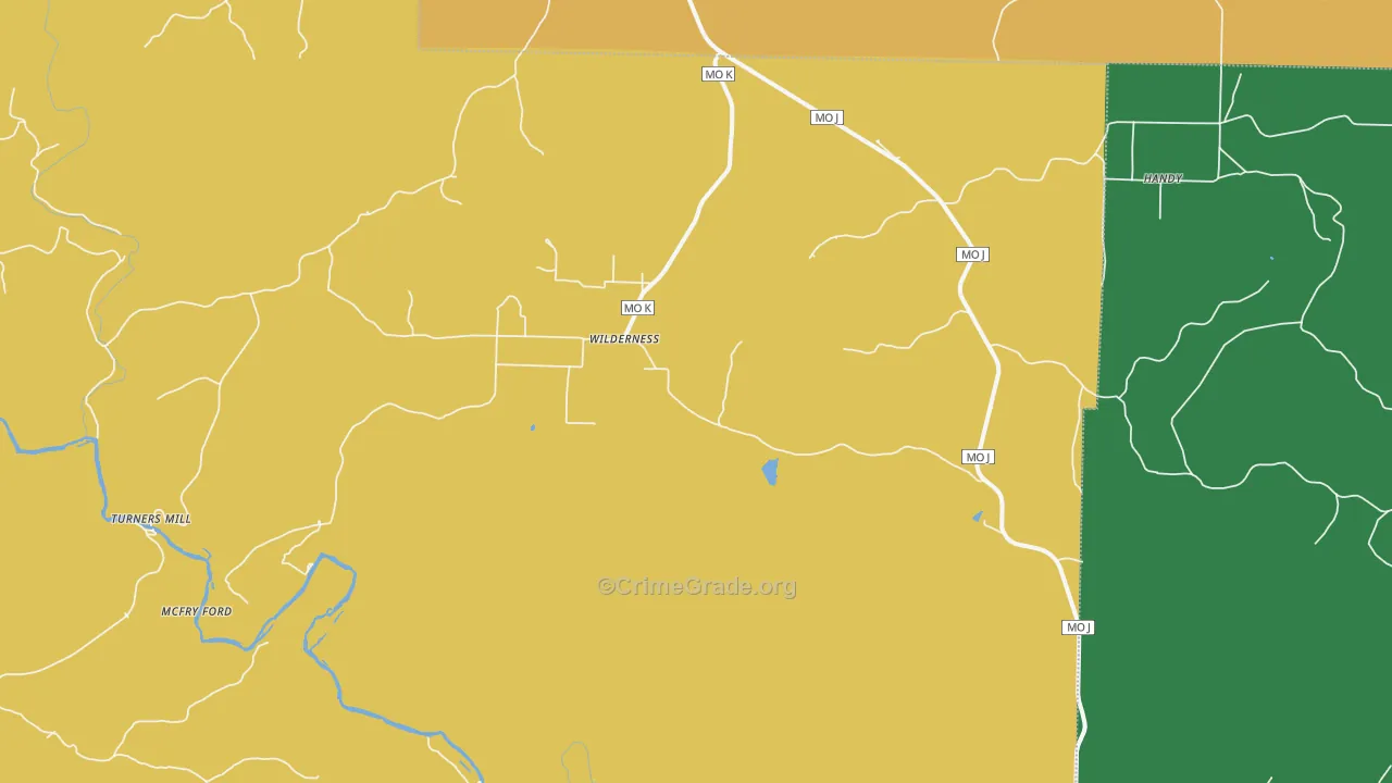 Wilderness, MO Map of Vandalism Rates