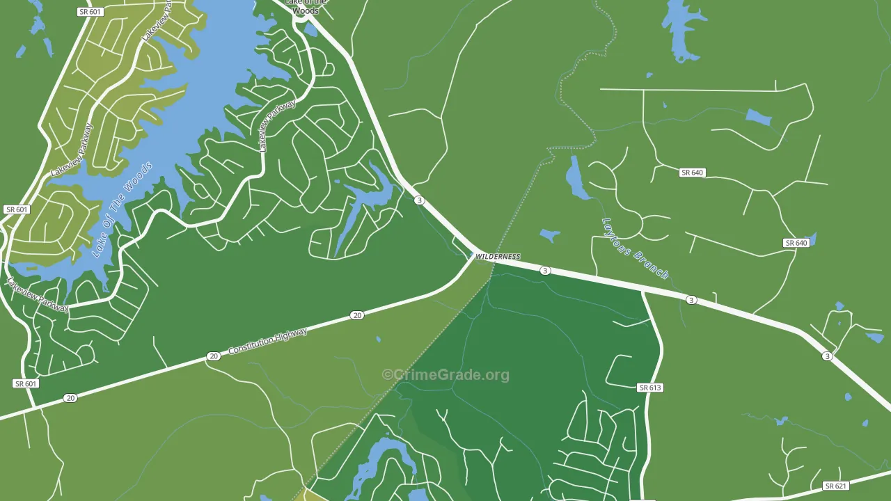 Wilderness, VA Map of Vandalism Rates