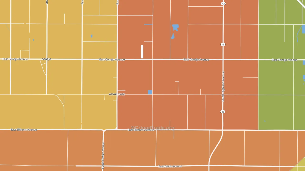 Wildflower, CA Map of Vandalism Rates